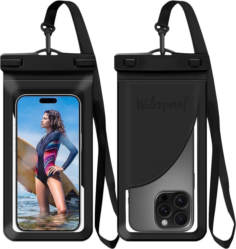 Vsagier Waterproof Phone Pouch, with Interior Card Pocket, Large Waterproof Phone Case for iPhone 17 16 15 14 Pro Max, IPX8 Lightweigt Cellphone Dry Bag, Beach Cruise Ship Essentials,1 Pack-Black-8.3″ - Image 1